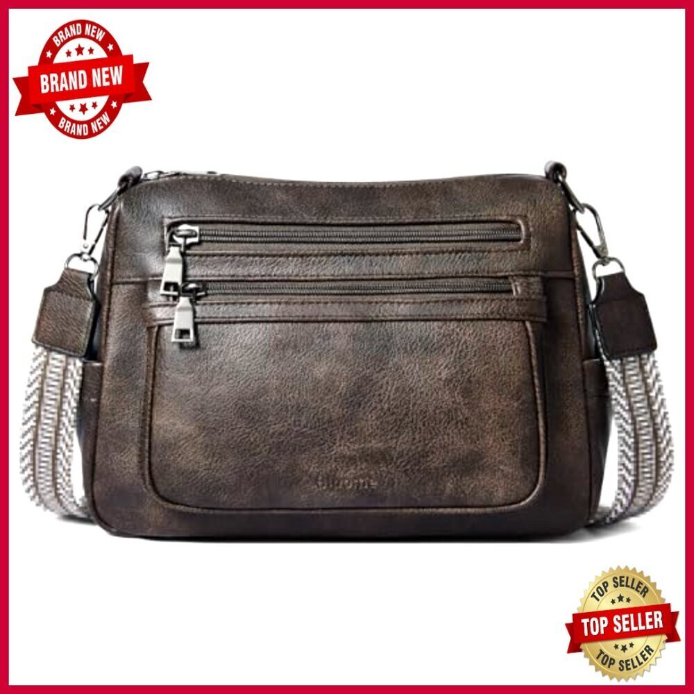 Medium Large Vegan Leather Crossbody Bag with Adjustable Strap, Multiple Pockets - Picture 7 of 7